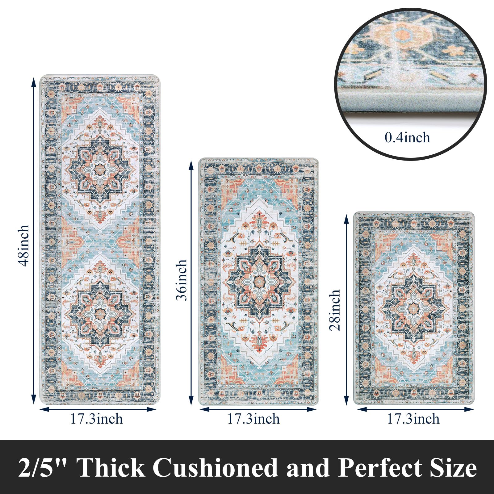 MJIAHOMDEC anti-fatigue kitchen mat 17x28 provides secure grip and comfort.