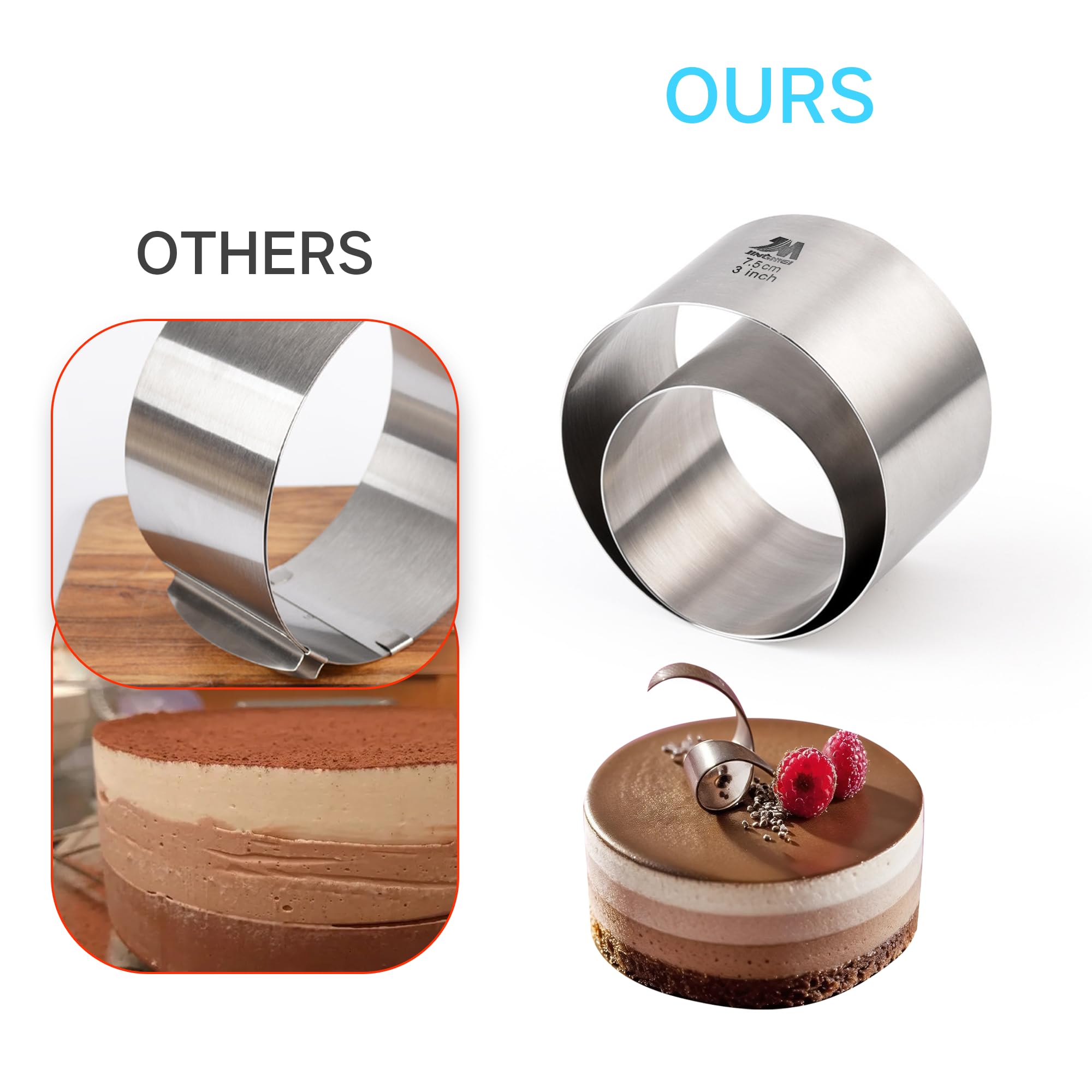 M JINGMEI versatile baking rings for pastries and mousse.