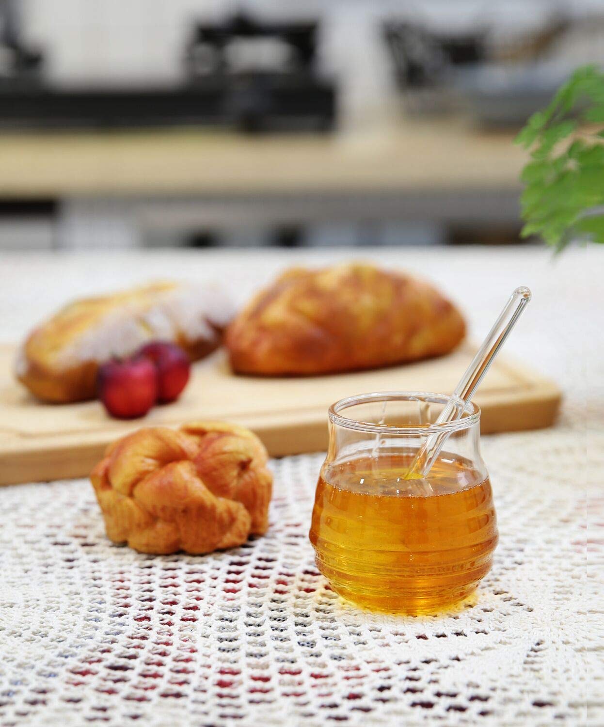 Mkono glass honey jar 9oz shows clear content for daily use