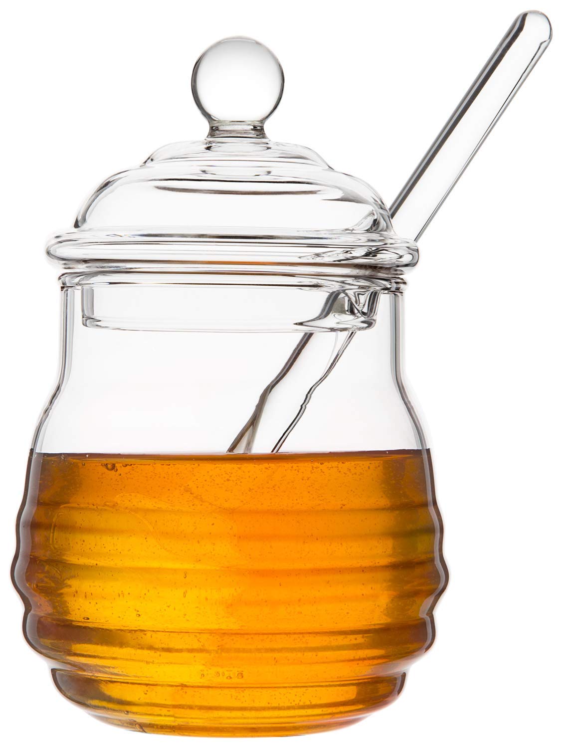 Mkono honey-dispenser glass jar with dipper for mess-free pouring in tea