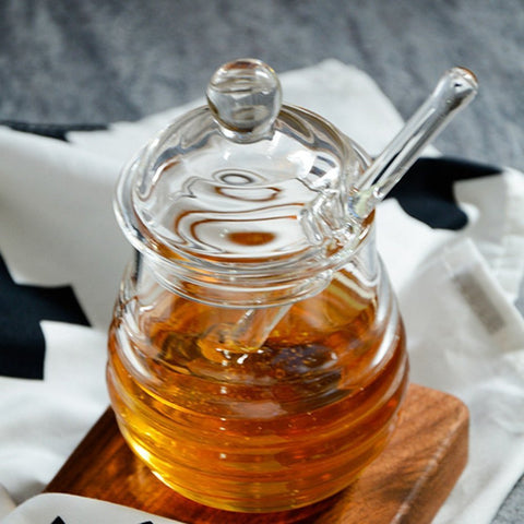 Mkono honey-pot with lid keeps honey fresh and accessible on the counter