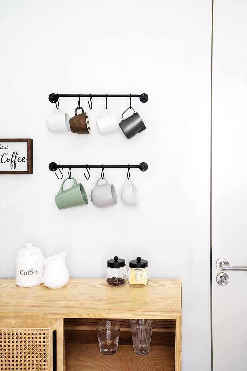 Mkono wall-mount mug rack on display in a kitchen for easy mug access.