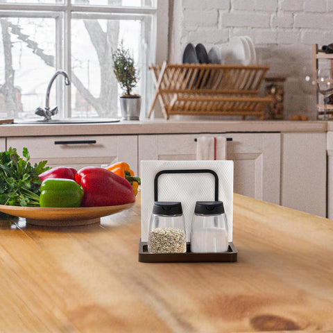 Mkono napkin holder groove base stores spice bottles within arm's reach