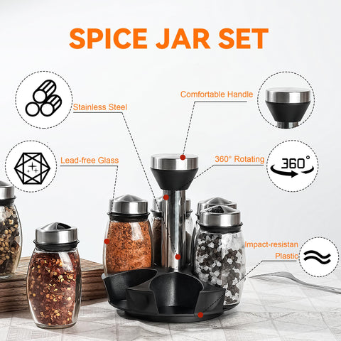 Mlici 360-degree spice rack keeps jars accessible and tidy during cooking.