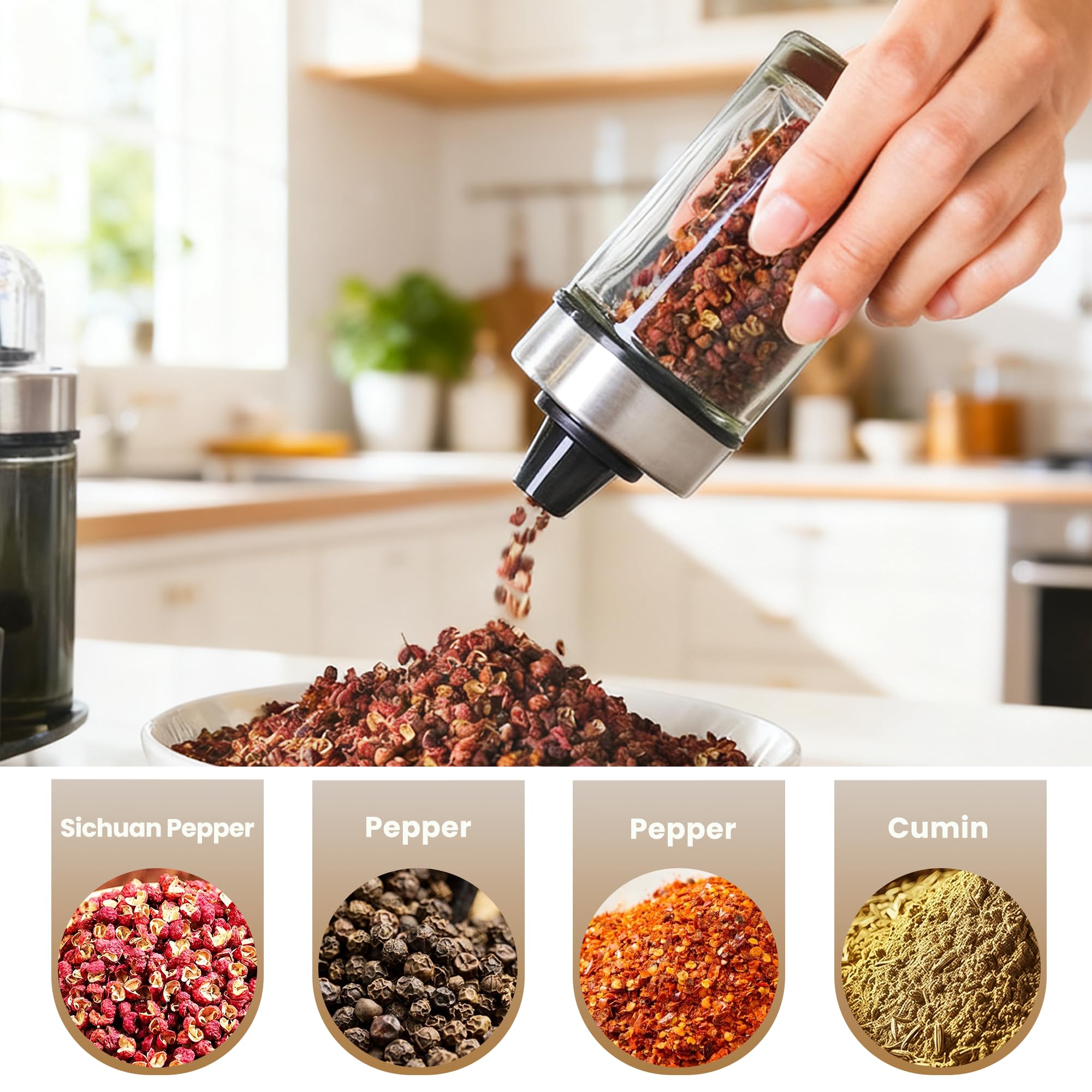 Mlici metal twist caps keep spices fresh and neatly organized