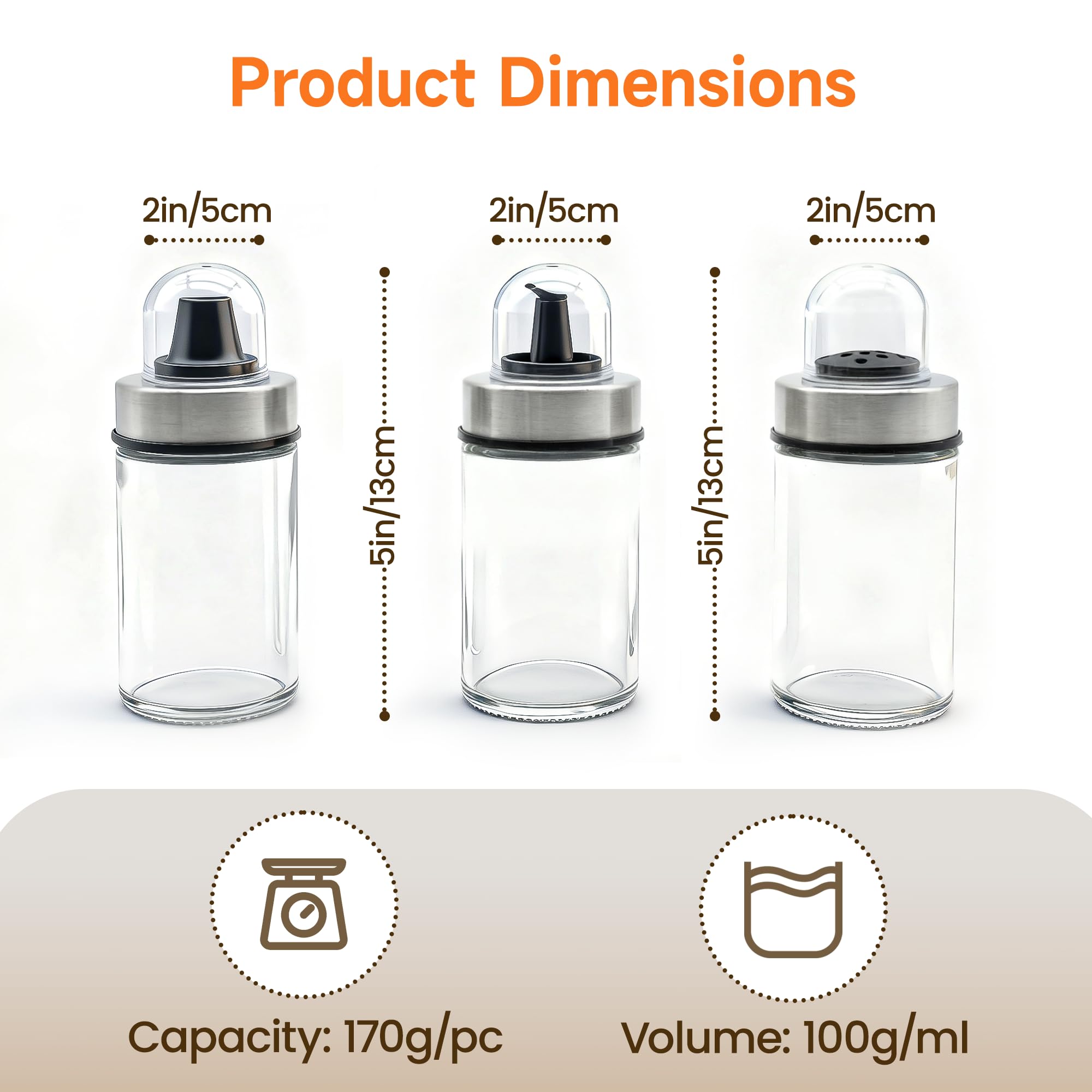 Mlici premium glass spice jars provide clear visibility of contents