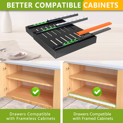Mlinavn adjustable width extension improves cabinet organization for various shelf sizes.