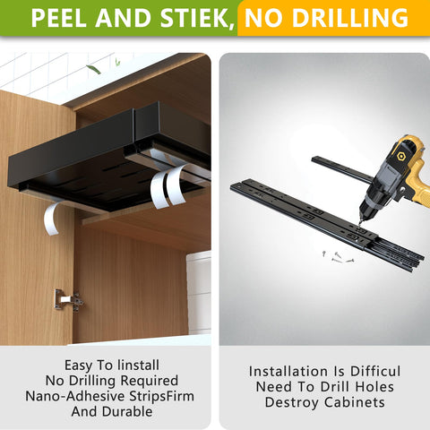 Mlinavn nano adhesive enables secure mounting on framed cabinets without screws.