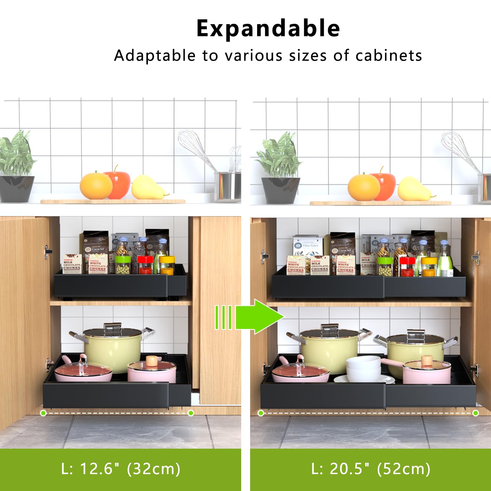 Mlinavn no-drill installation highlights easy, tool-free setup in kitchens, pantries, and baths.