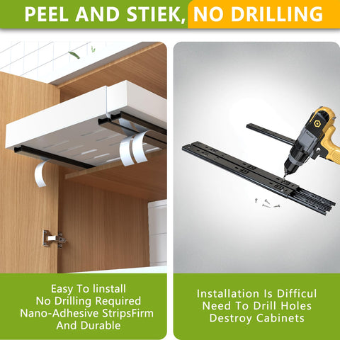 Mlinavn no-drill installation saves time during kitchen upgrades.