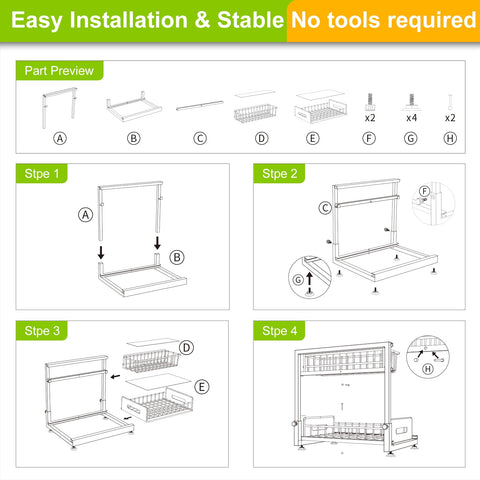 Easy installation and quick cleanup for under sink storage