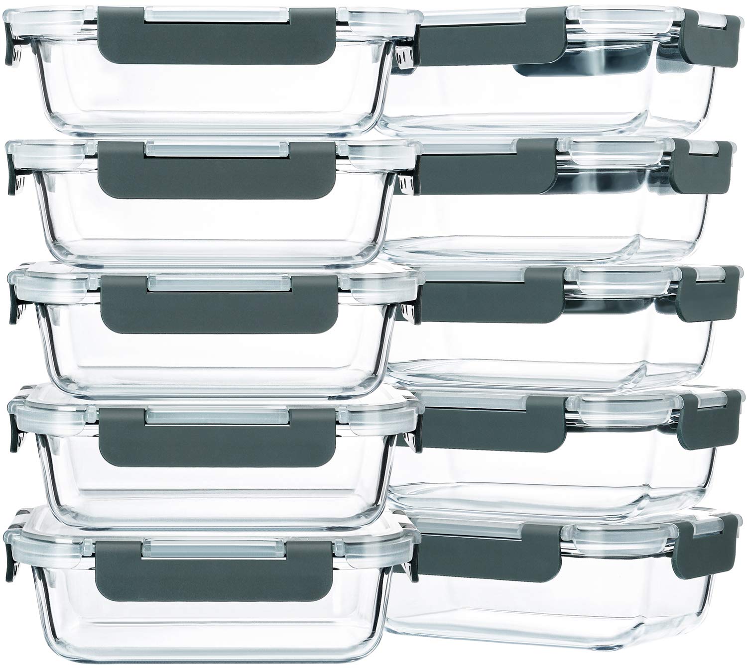 M MCIRCO 10-pack 22oz glass meal prep containers set for organized meals