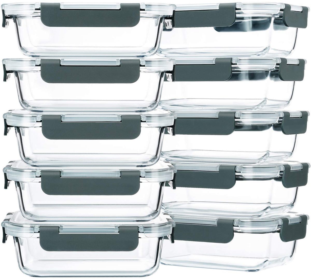 M MCIRCO 10-pack 22oz glass meal prep containers set for organized meals