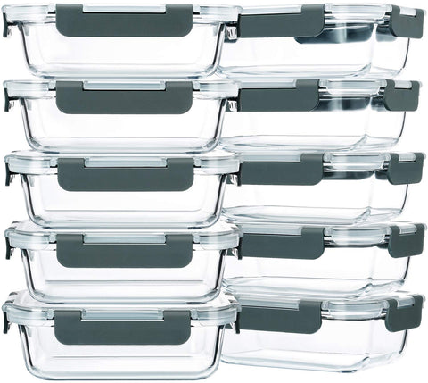 M MCIRCO 10-pack 22oz glass meal prep containers set for organized meals