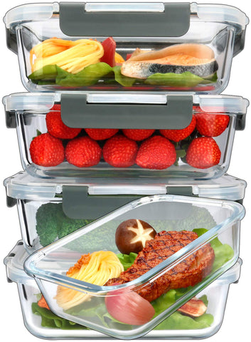 M MCIRCO 36oz glass meal prep container with snap-lock lid for easy portioning.