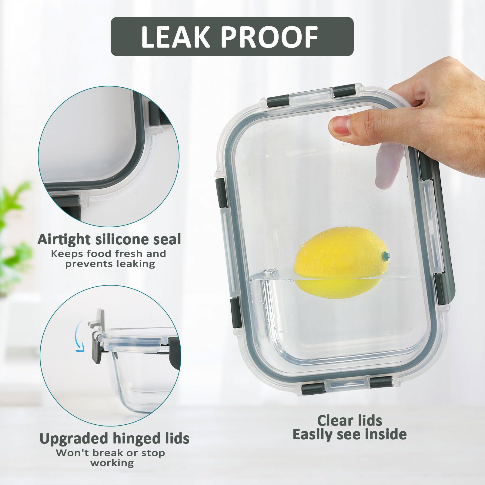 M MCIRCO airtight snap-lock lids prevent leaks and preserve freshness
