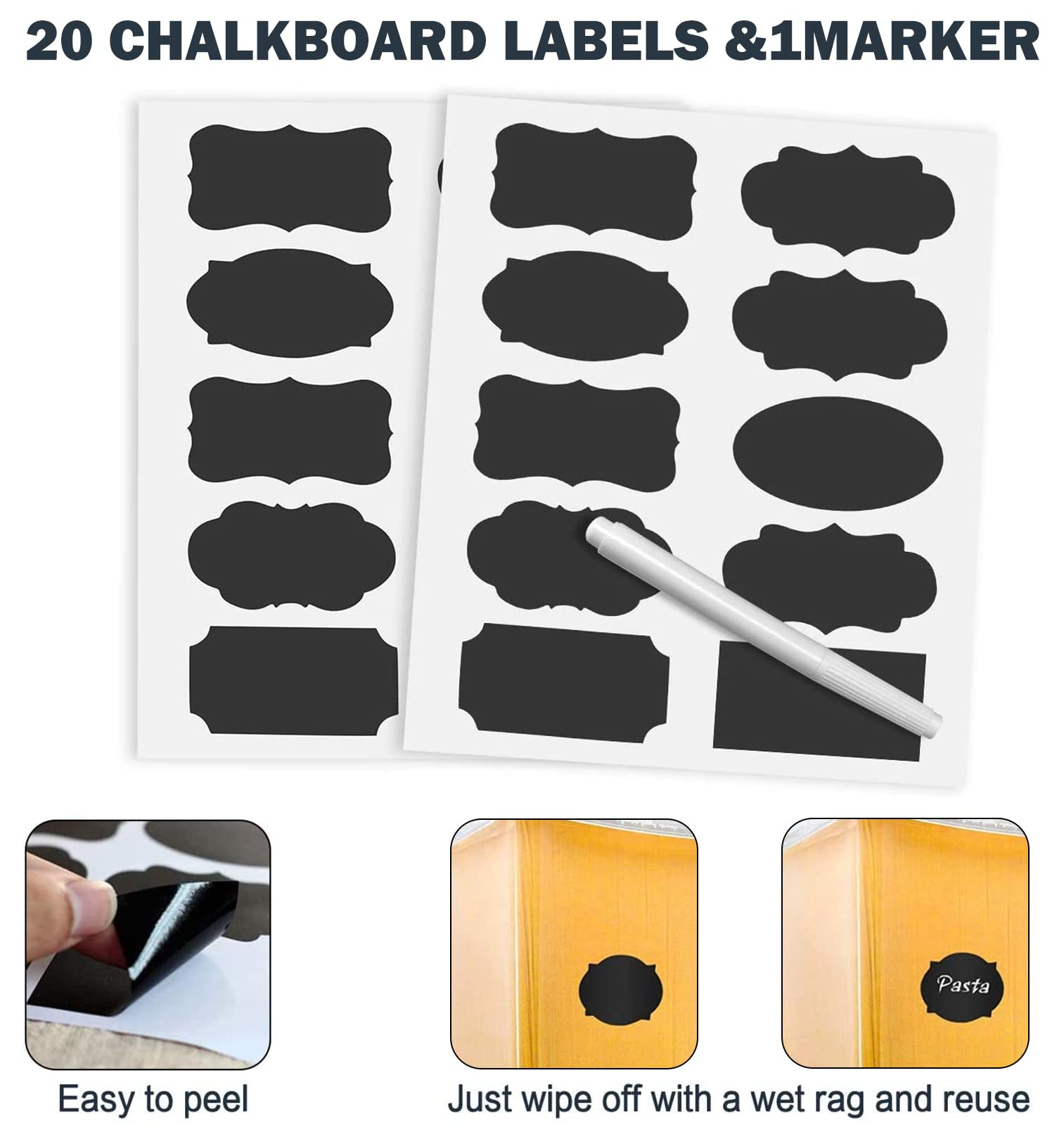 MMcirco chalkboard labels help you distinguish similar staples easily.