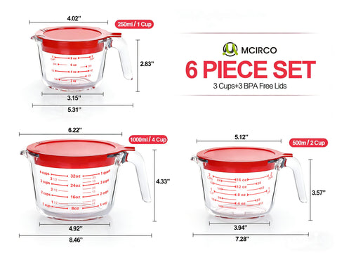 M MCIRCO glass measuring cups 2 cup with easy pour spout for steady pouring.