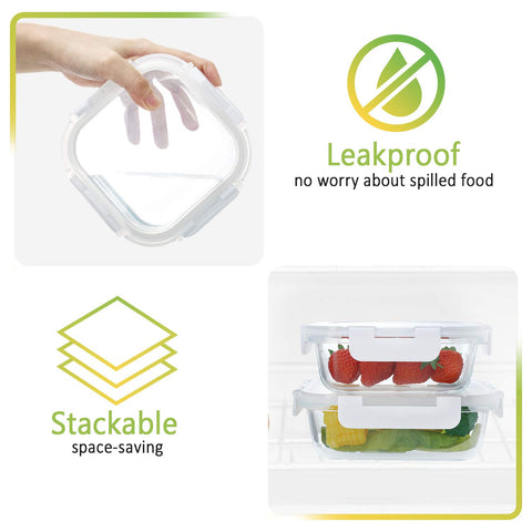 M MCIRCO fridge-storage-friendly glass containers keep foods organized.