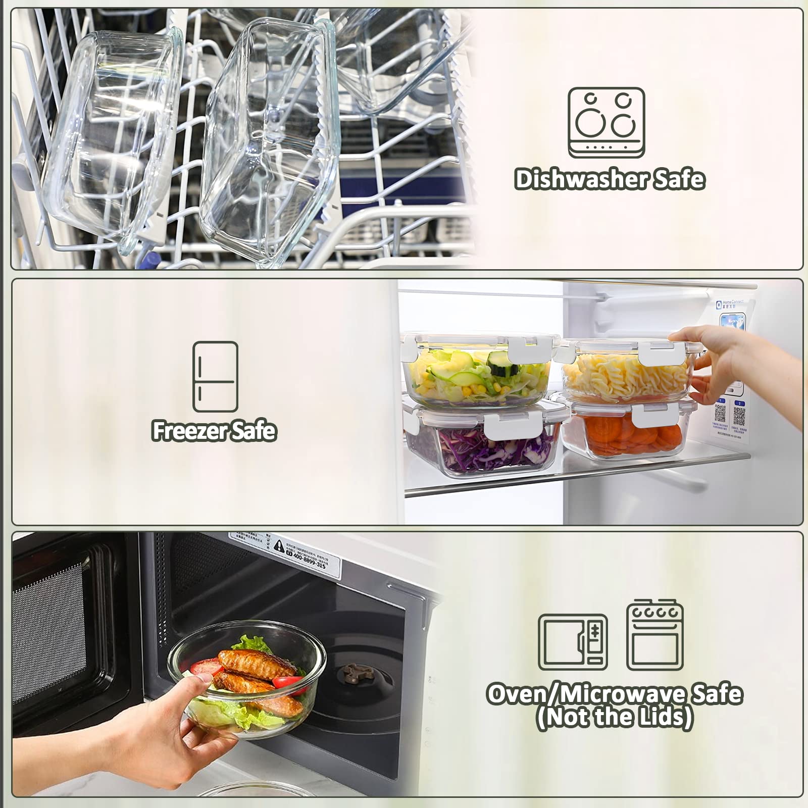 M MCIRCO stackable design saves fridge and cabinet space.