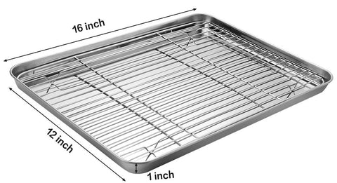 MMcirco stainless steel baking sheet with rolled rim for safe handling