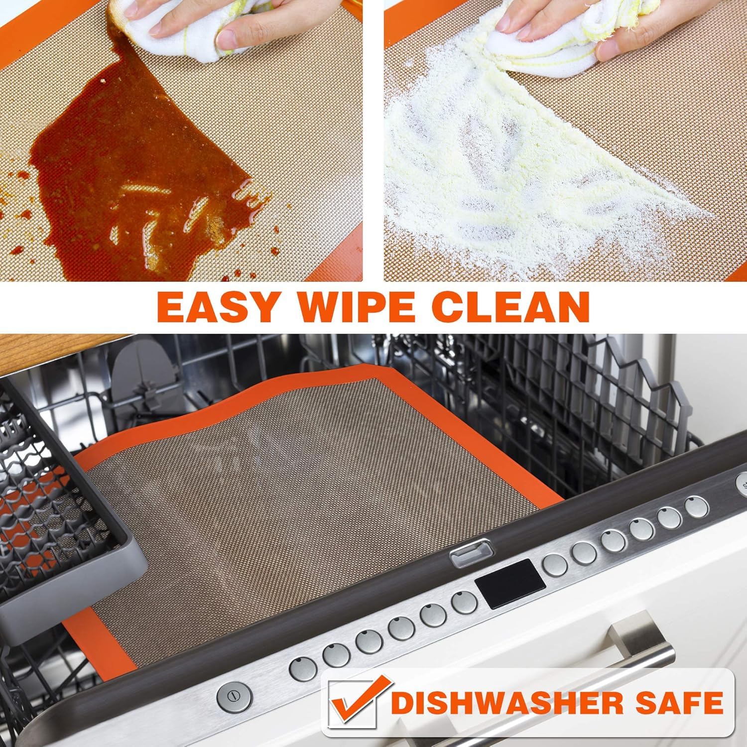 MMMAT silicone baking mat rolled up for compact kitchen storage.
