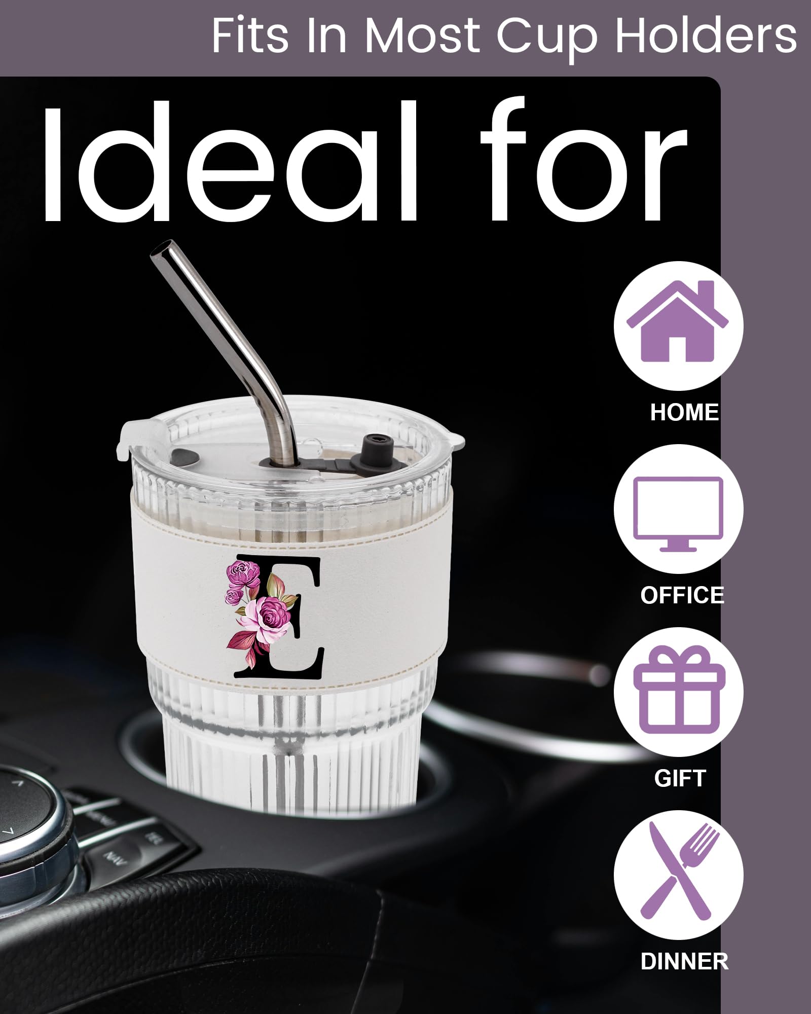 MNZZ glass cup ready on a desk for hot or cold beverages