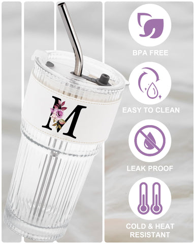 MNZZ leather monogram belt adds distinctive personality to the glass cup.