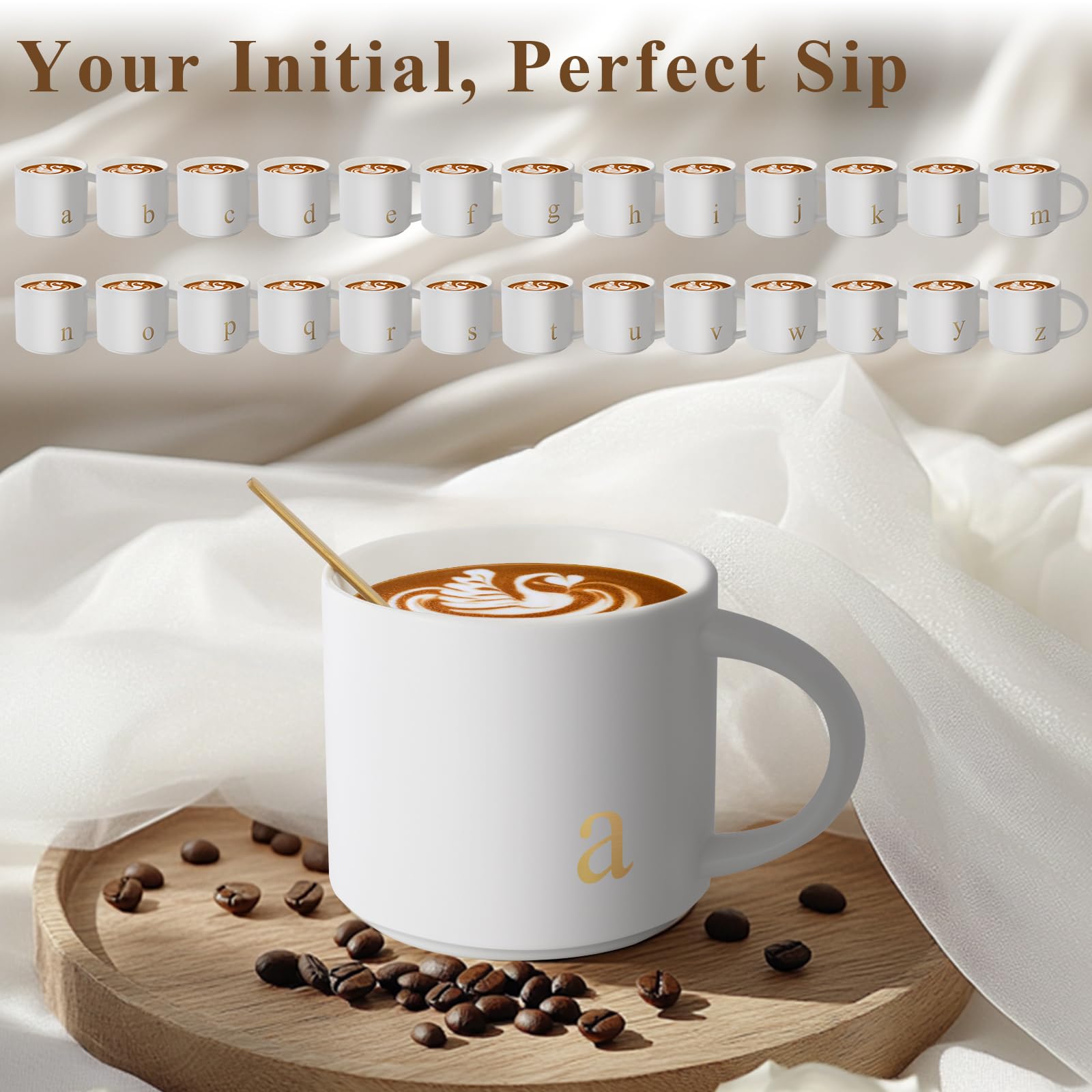 MNZZ monogrammed ceramic mug with a large handle for comfortable gripping.