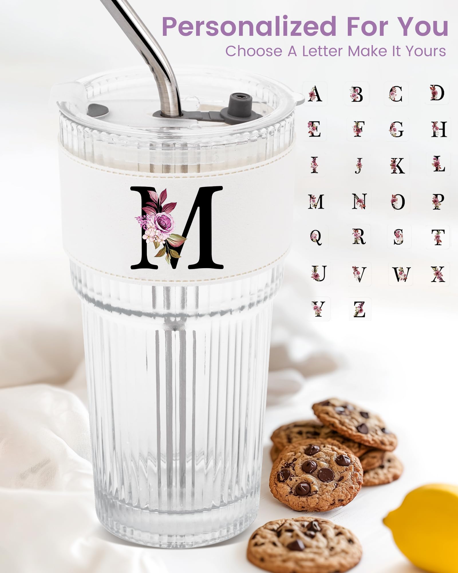 MNZZ ribbed clear tumbler enhances grip and style for hot or cold drinks.
