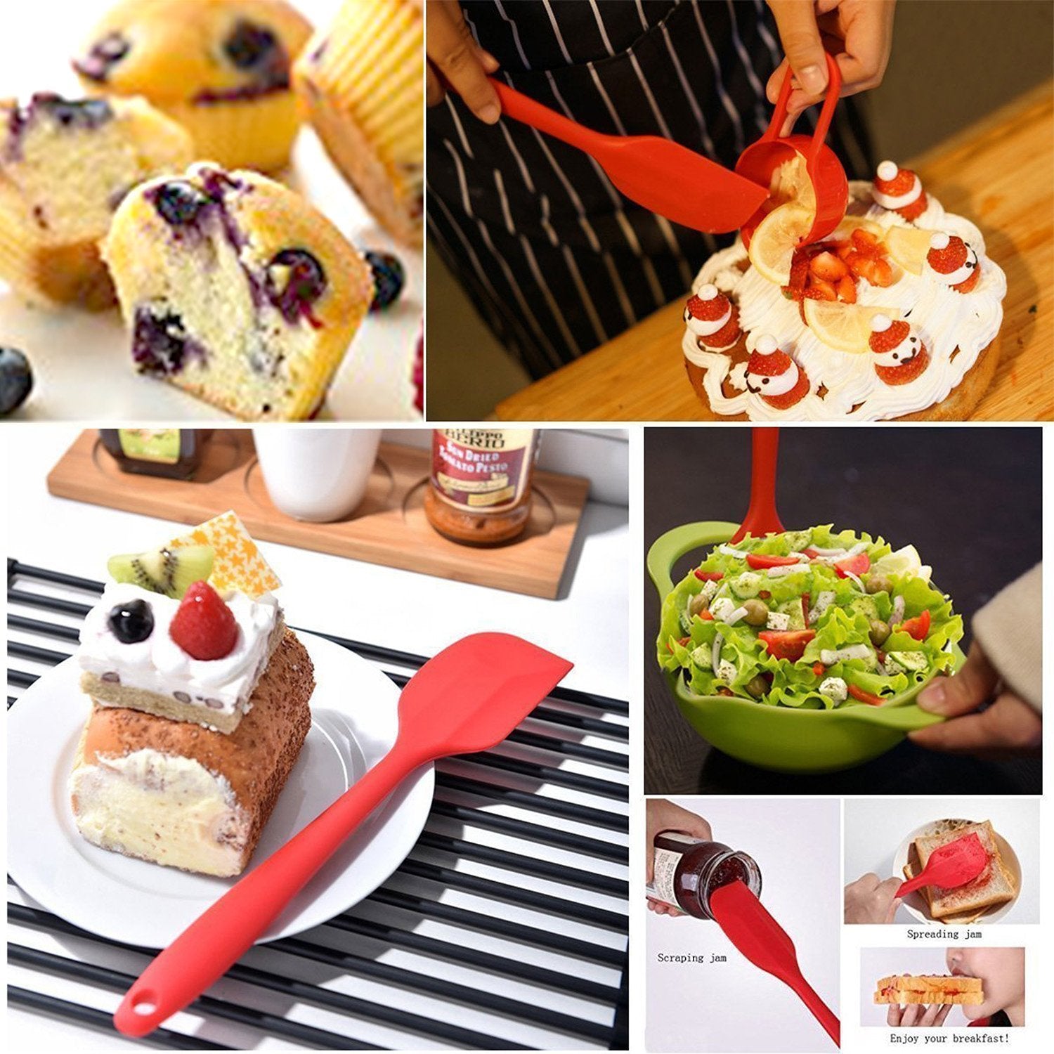 MOACC silicone spatula interior view highlights stainless steel inside and sturdy handle.