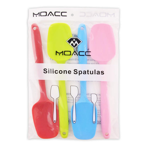 MOACC four-piece silicone spatula set ready for baking and mixing tasks