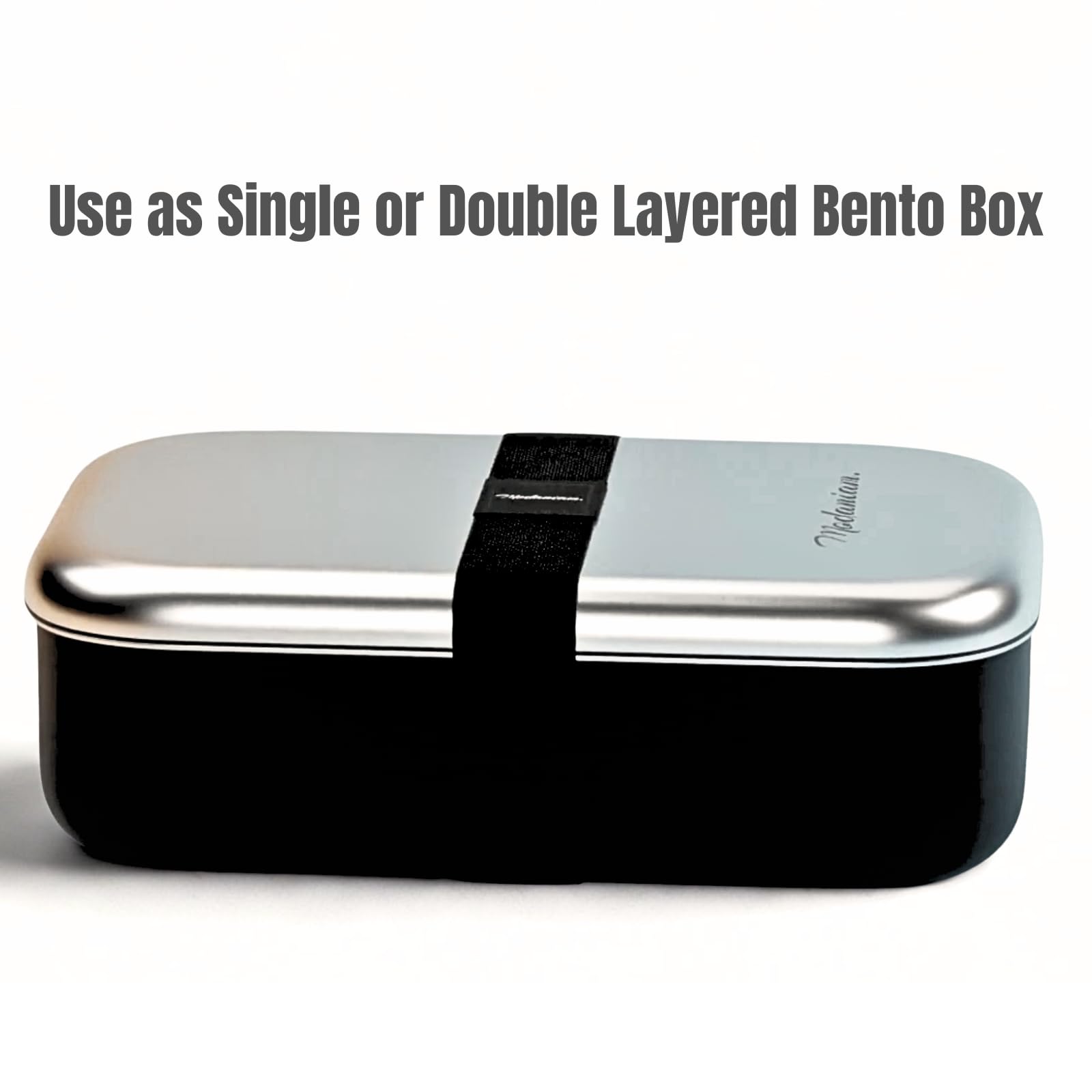 Modaniam compact portable lunch box in black matte finish for meals away from home.