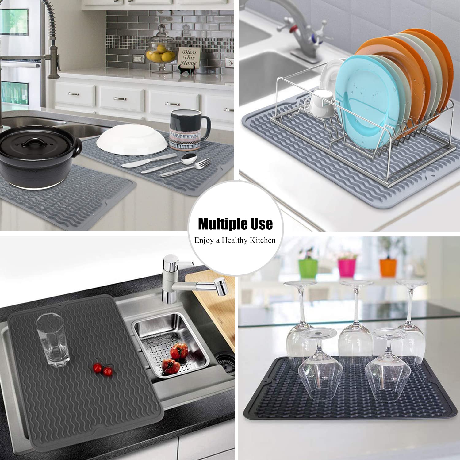 MODENGKONGJIAN dish drying mat BPA-free silicone for safe daily use