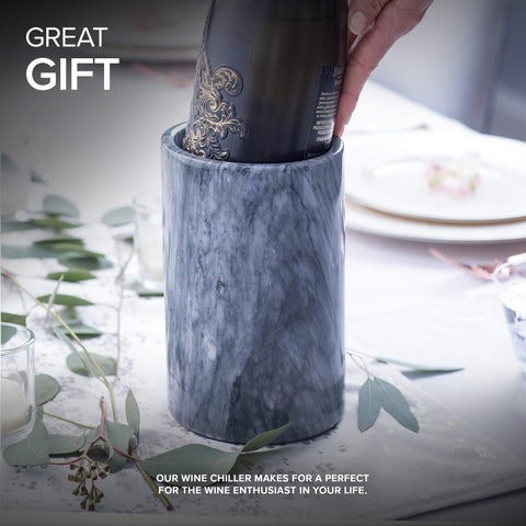 Modern Innovations marble wine chiller bucket used as a chic centerpiece or vase