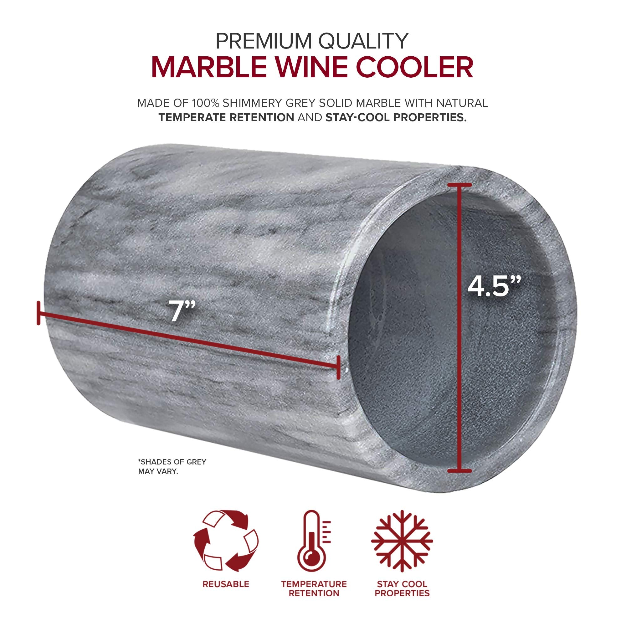 Modern Innovations marble wine chiller bucket interior view for easy cleaning