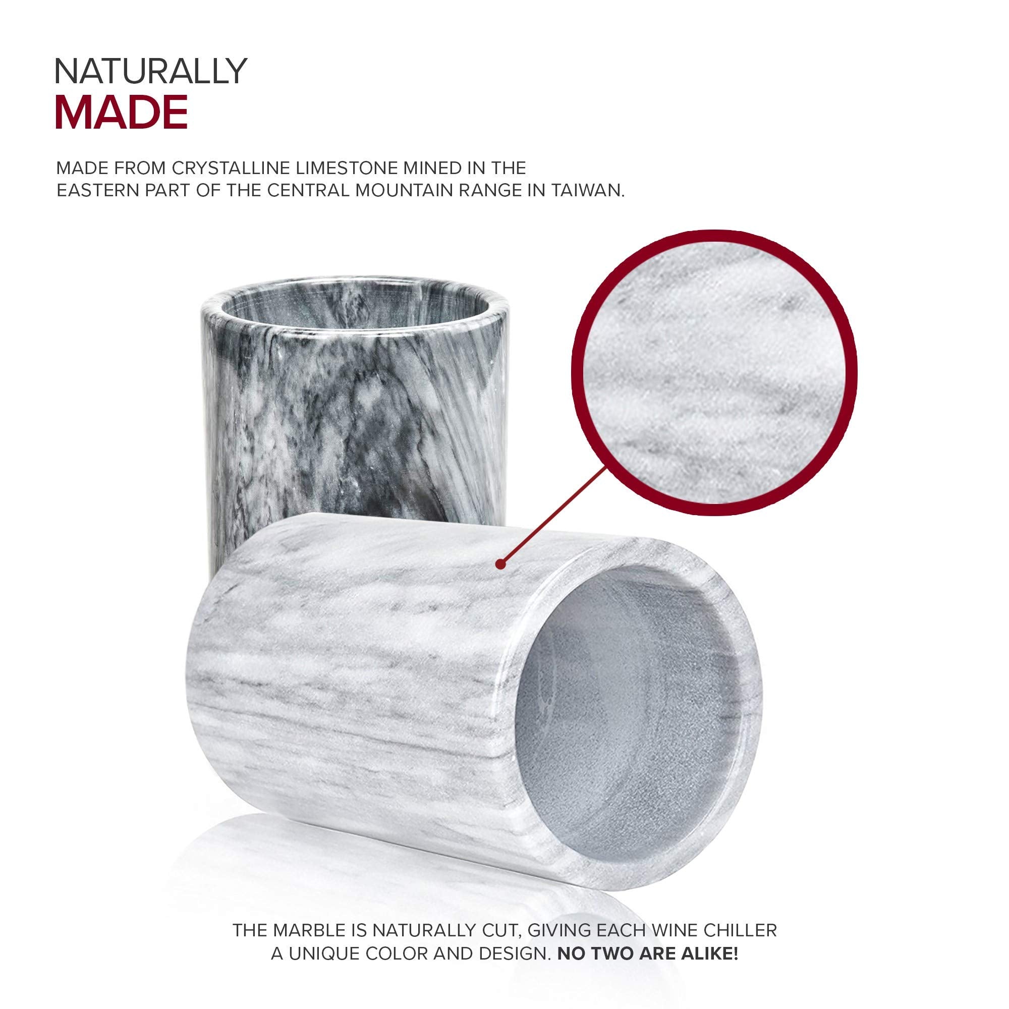 Modern Innovations marble wine chiller bucket side profile highlighting natural texture
