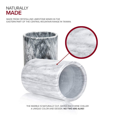 Modern Innovations marble wine chiller bucket side profile highlighting natural texture