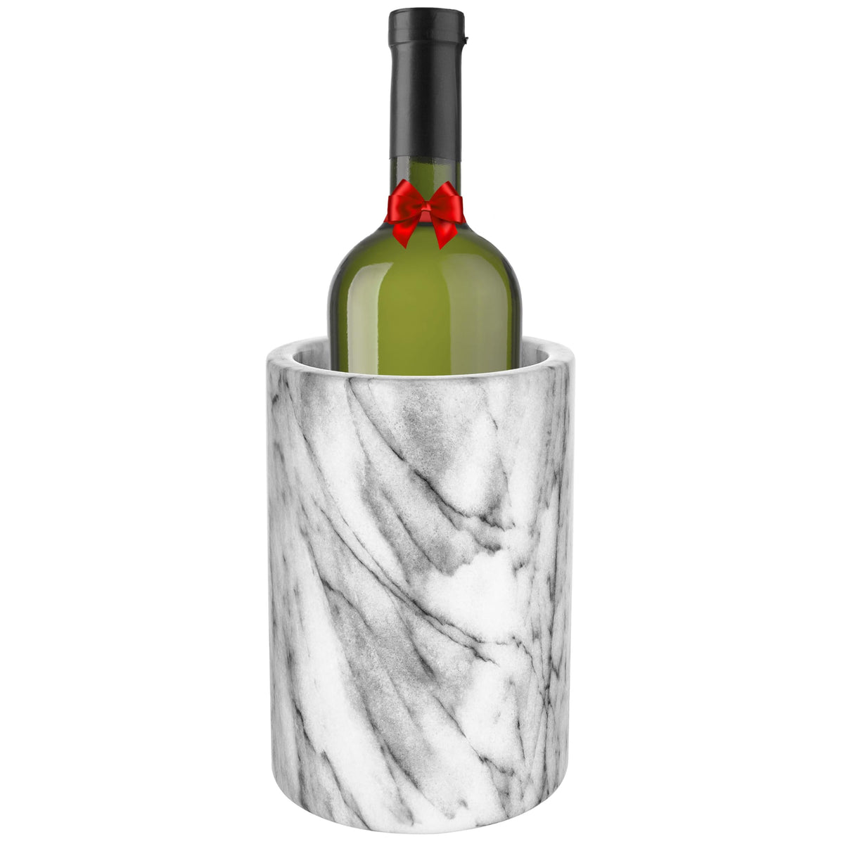 Modern Innovations marble wine chiller bucket top view showing sleek grey marble