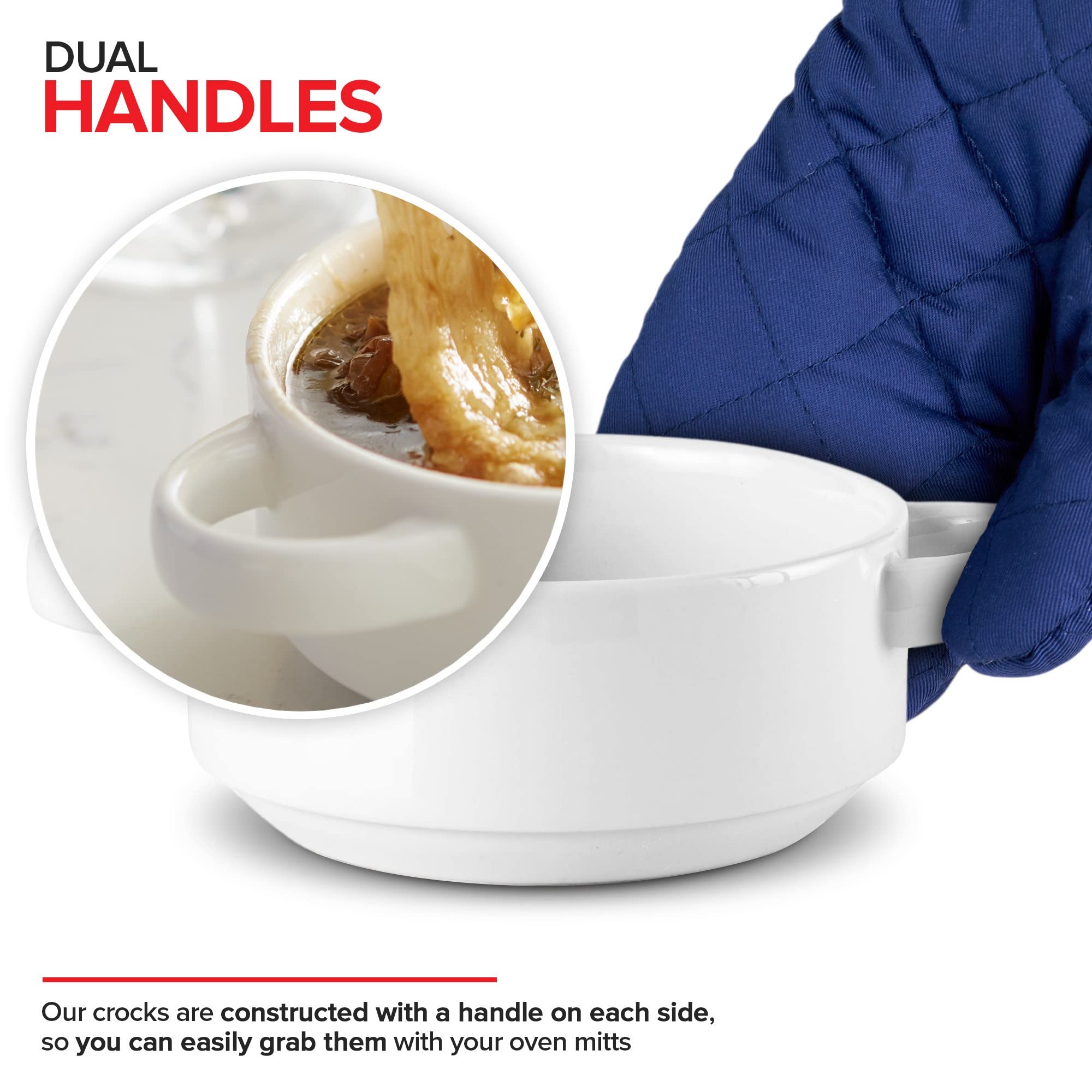 Modern Innovations oven-safe bowls ready for cooking and serving hot soup.