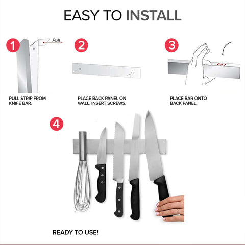 Modern Innovations satin stainless steel strip doubles as tool and utensil organizer