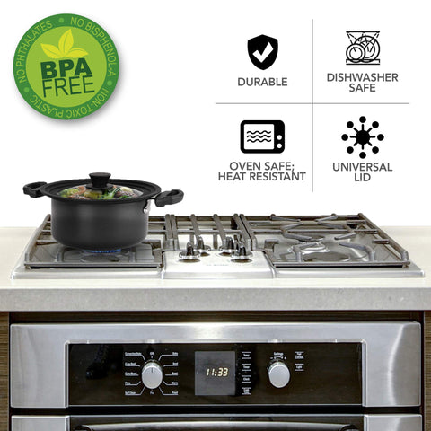 Modern Innovations universal lid 10-inch fits large skillets and pots for quick meals.