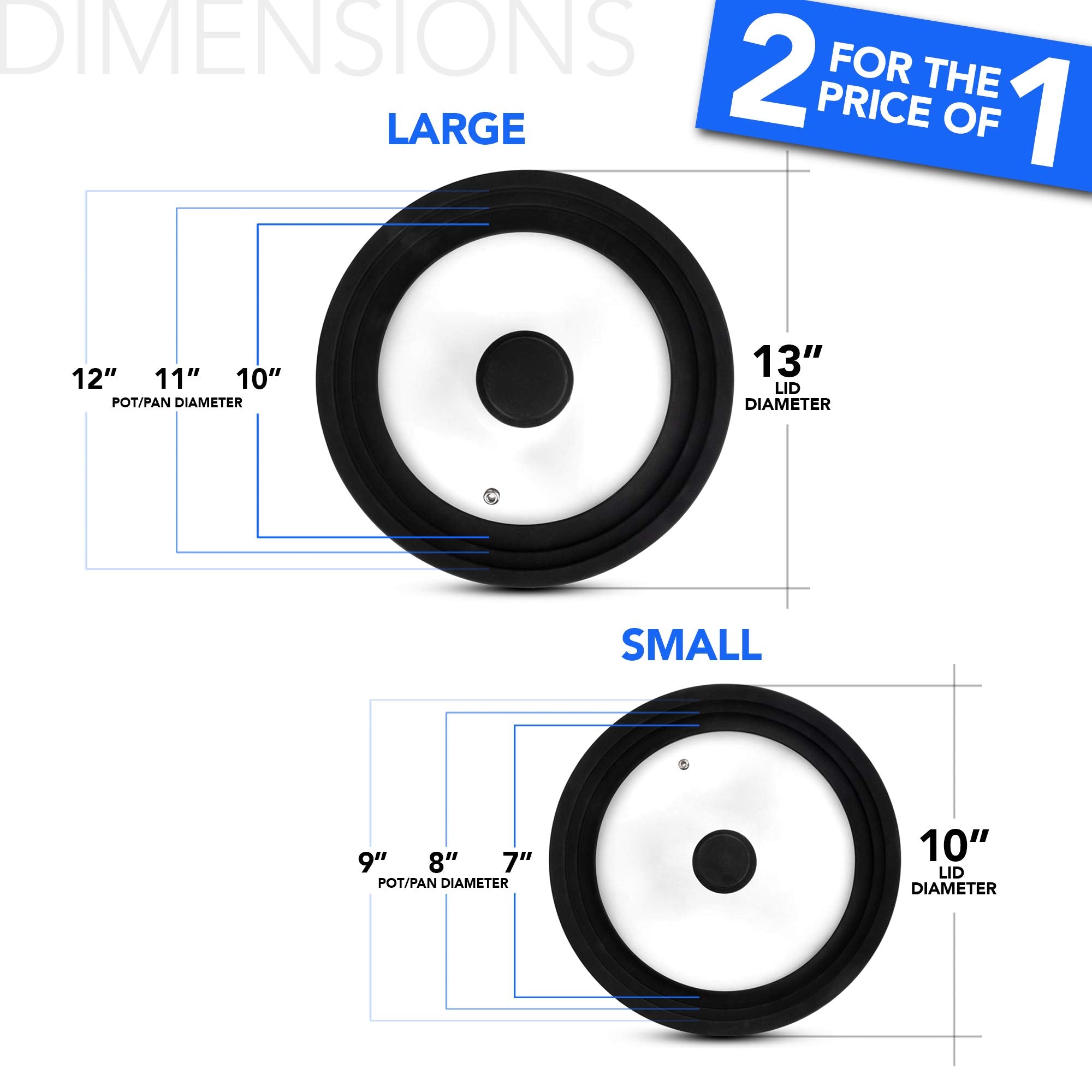 Modern Innovations universal lid 8-inch close-up shows flexible size range for mid-size cookware.