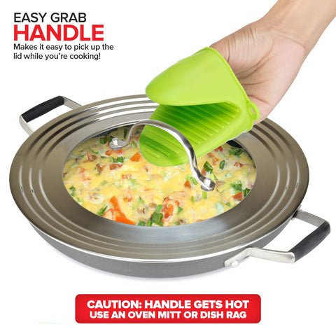 Modern Innovations vented glass top lid for steam control while cooking