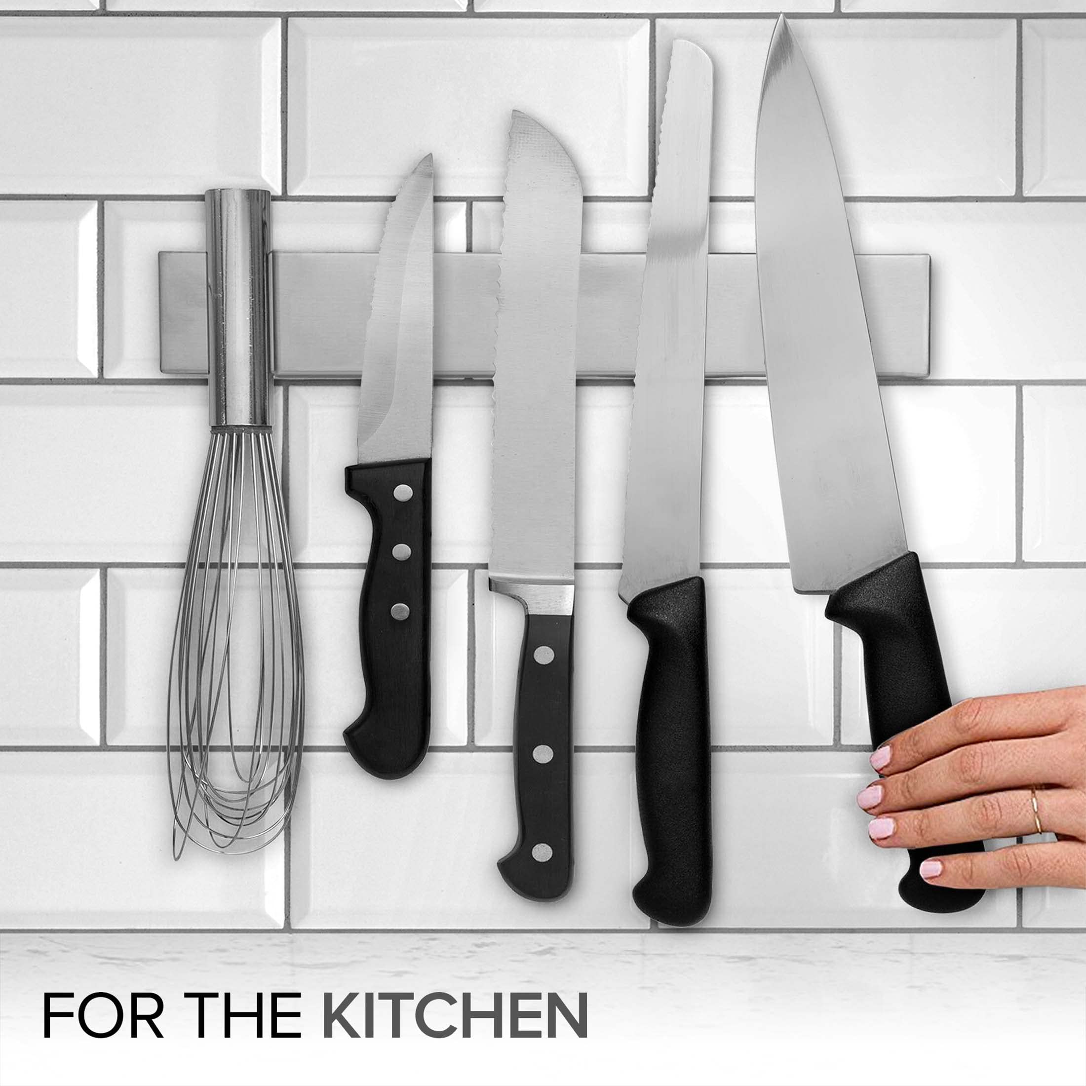 Modern Innovations wall-mounted knife rack showcases knives for display and quick access