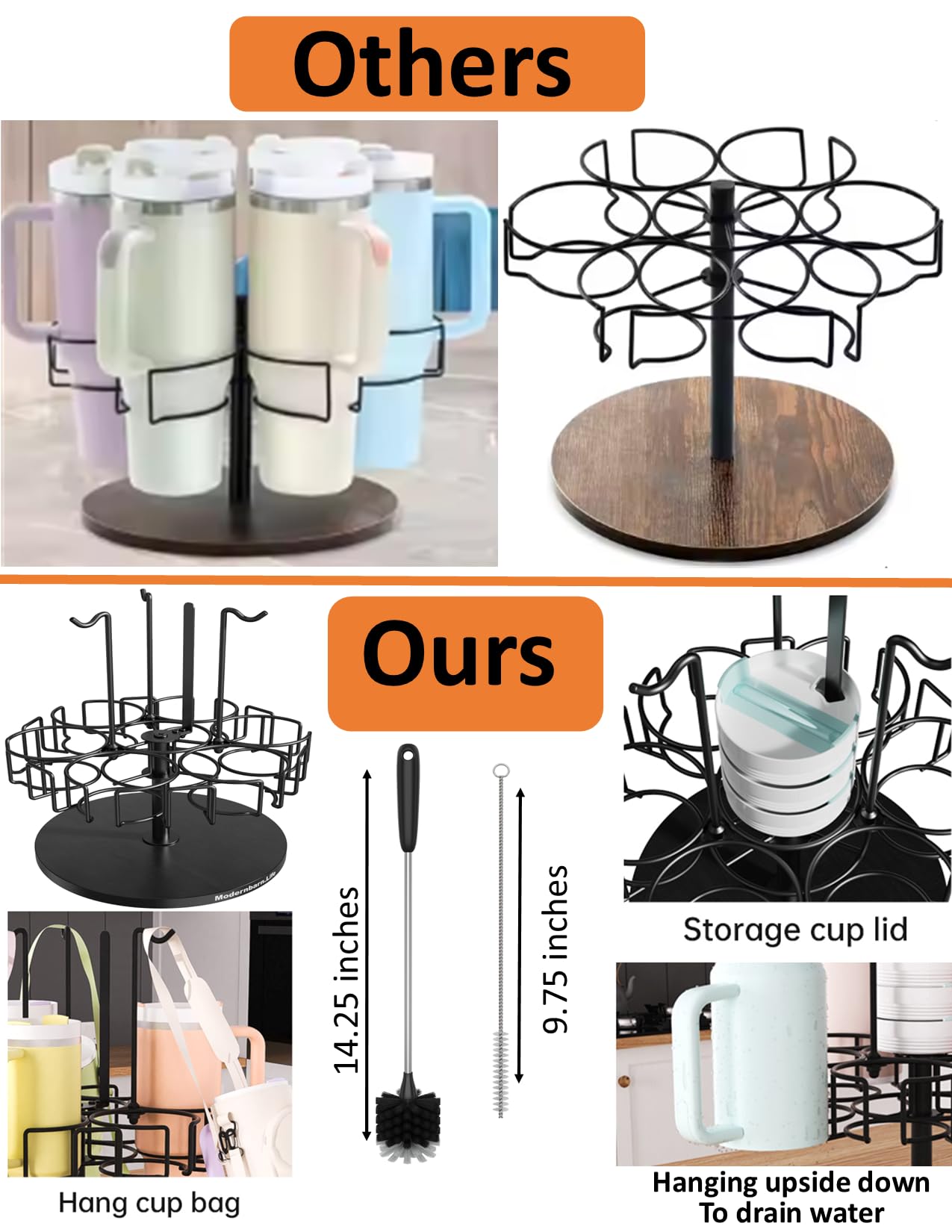 Modernbarn.life water bottle organizer lid slots demonstrating lid storage efficiency
