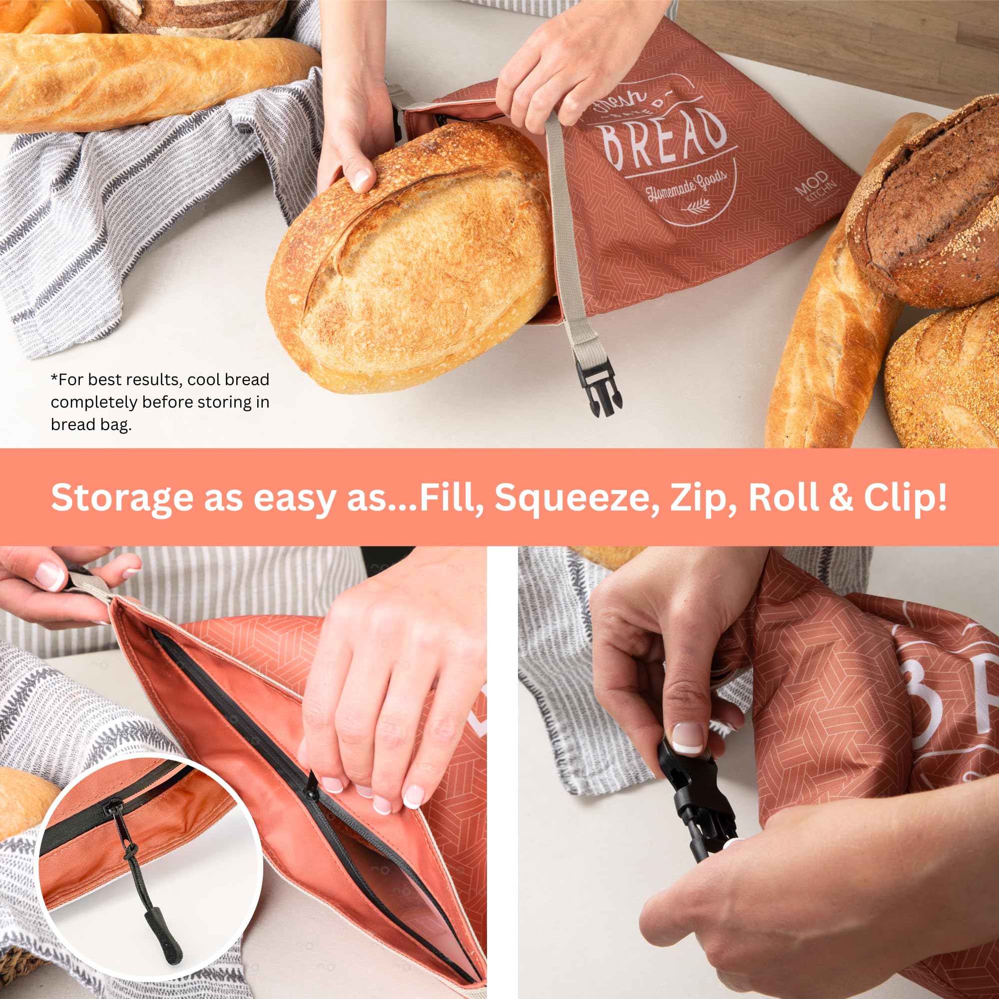 Close-up of internal moisture-control liner in ModKitchn bag.