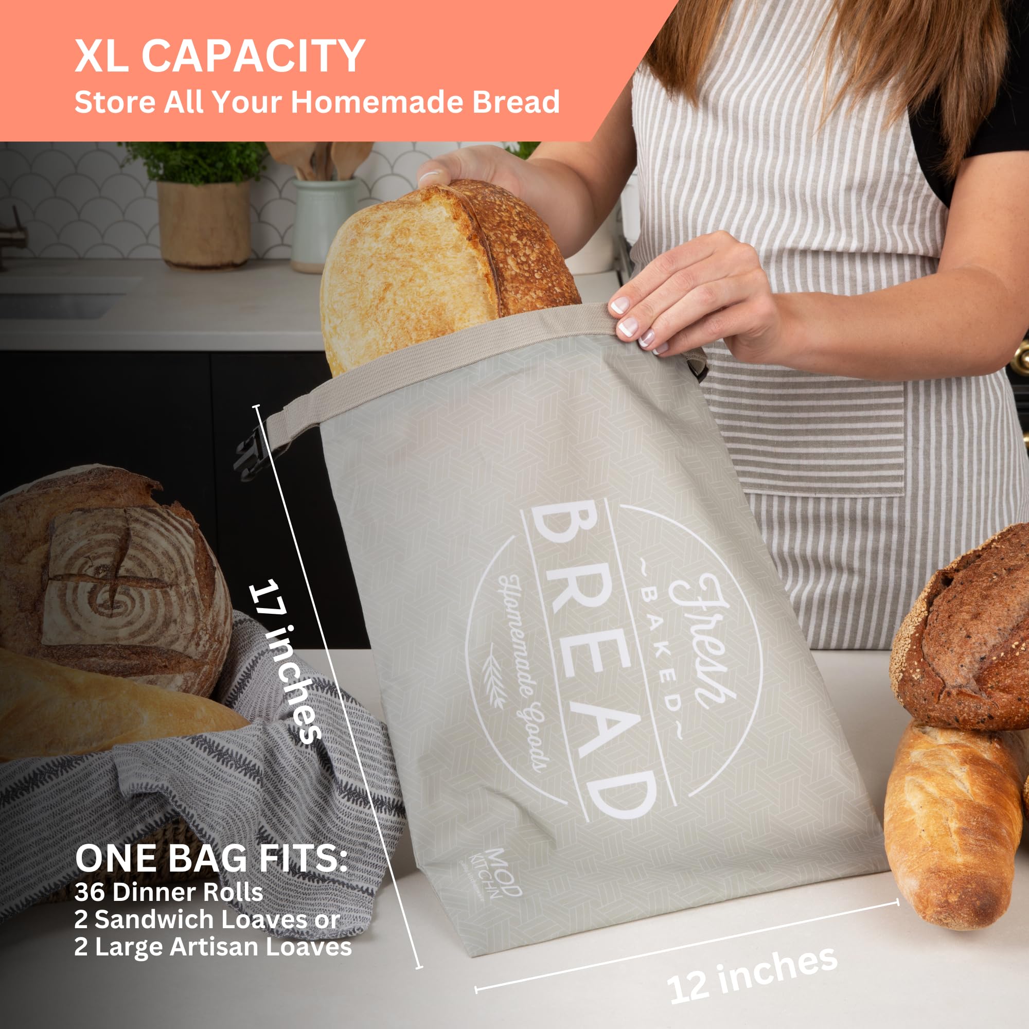 Durable BPA-free fabric of ModKitchn bags, machine washable after use.