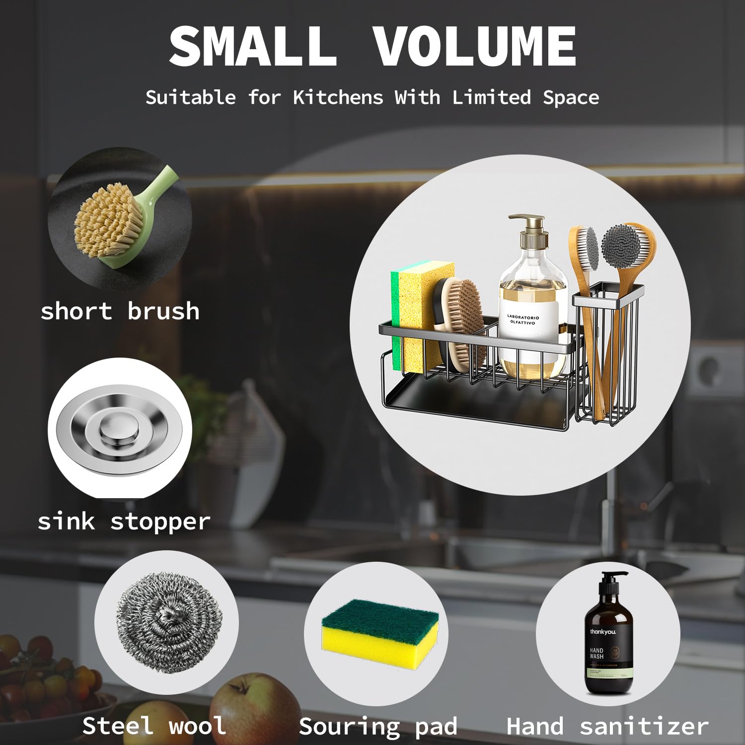 MODRACKLY compact sink caddy fits small spaces and organizes essentials