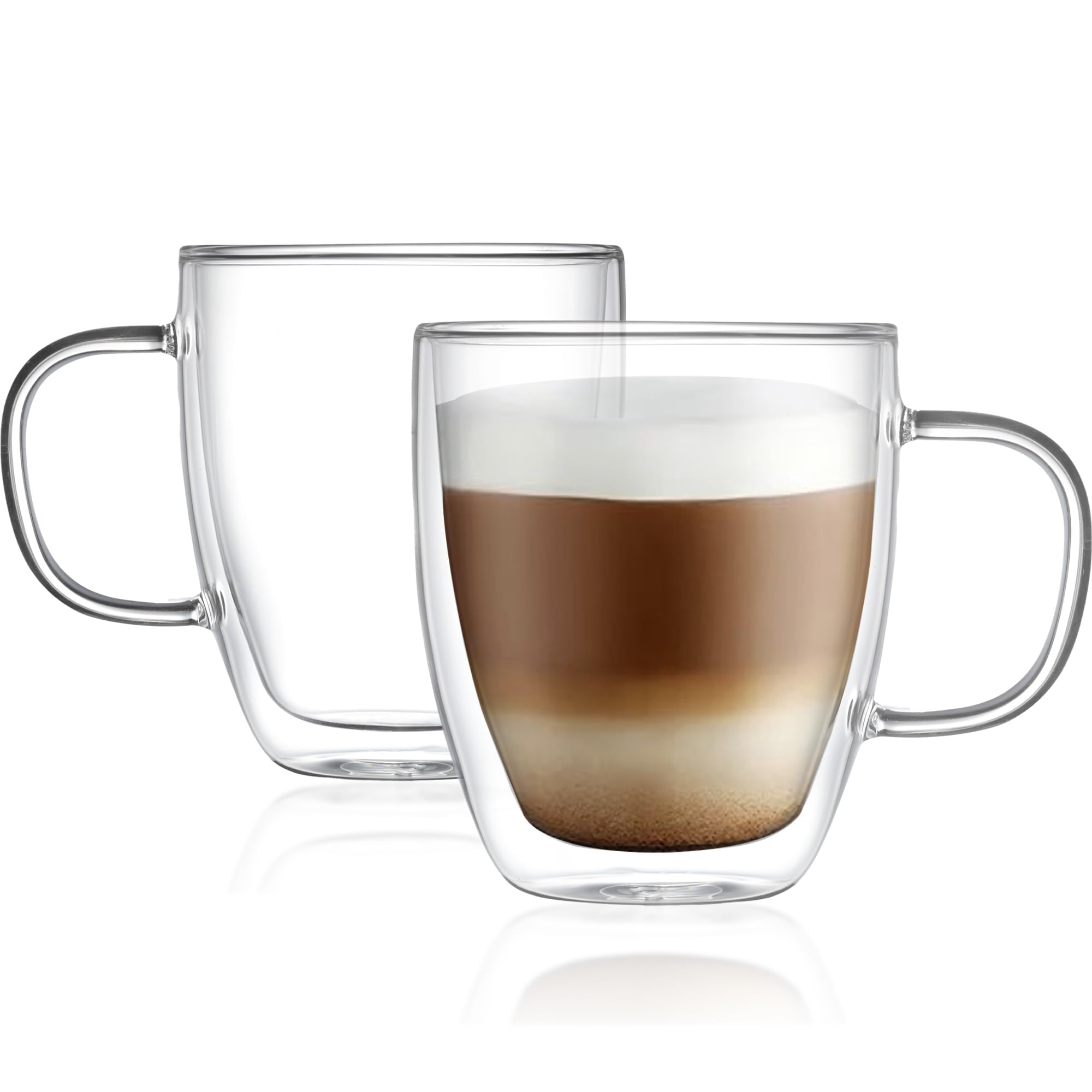 Modvera double-walled glass mug 19oz set of 2 keeps hot drinks insulated and hands cool